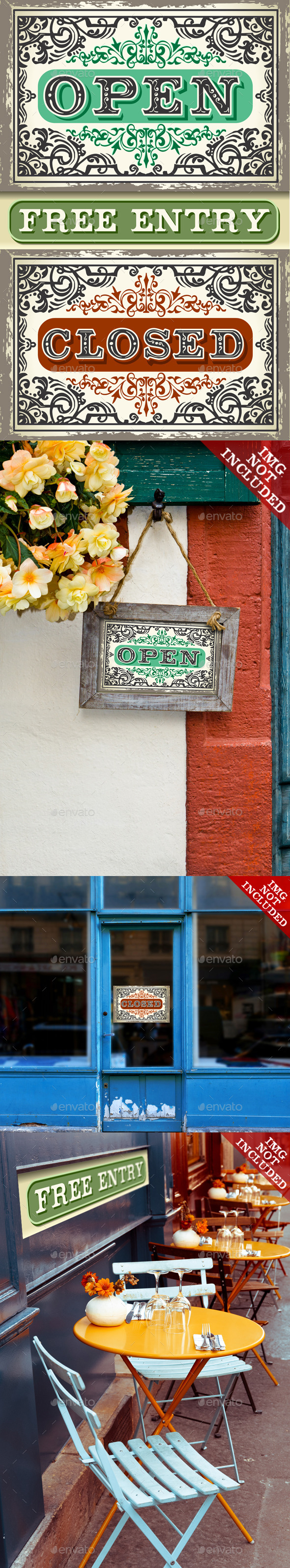 Vintage Label Sign Set - Backgrounds Business