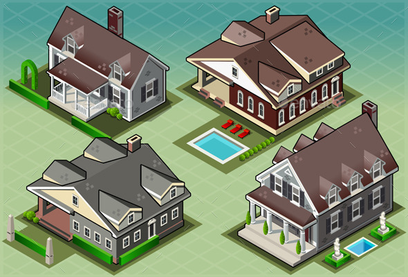 Isometric Historic American Building - Buildings Objects