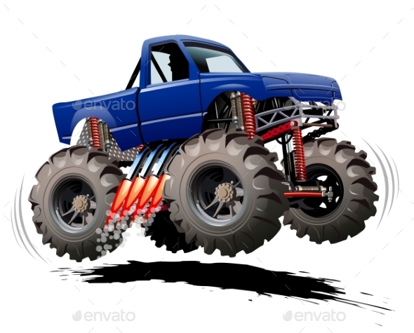 Cartoon Monster Truck - Man-made Objects Objects
