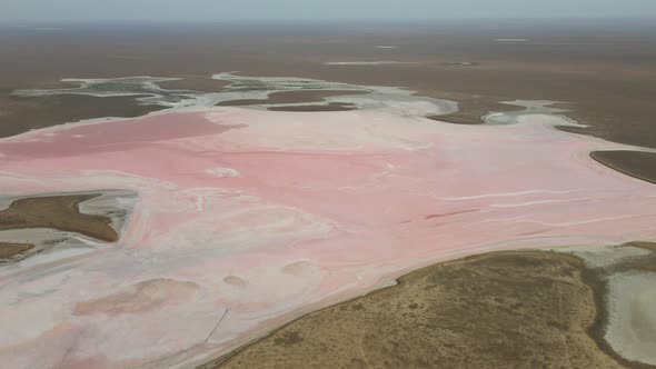 Salty Pink Lake in Steppe Kalmykia Russia alt