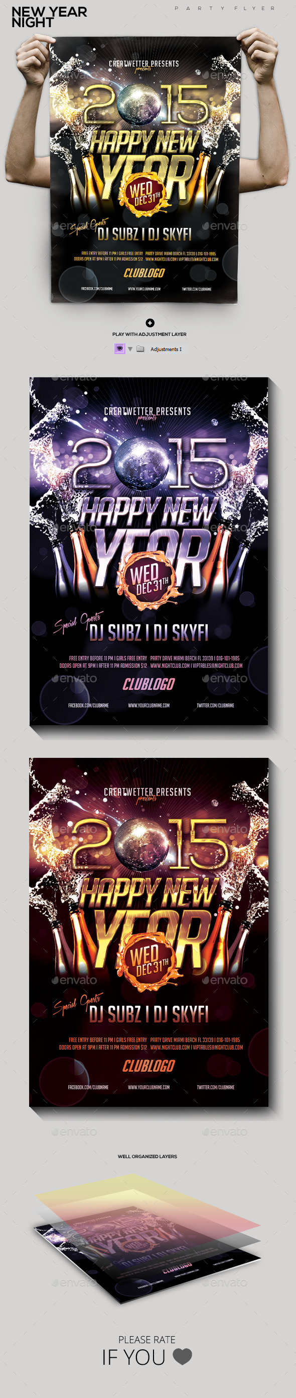 New Year Night Party Flyer - Holidays Events