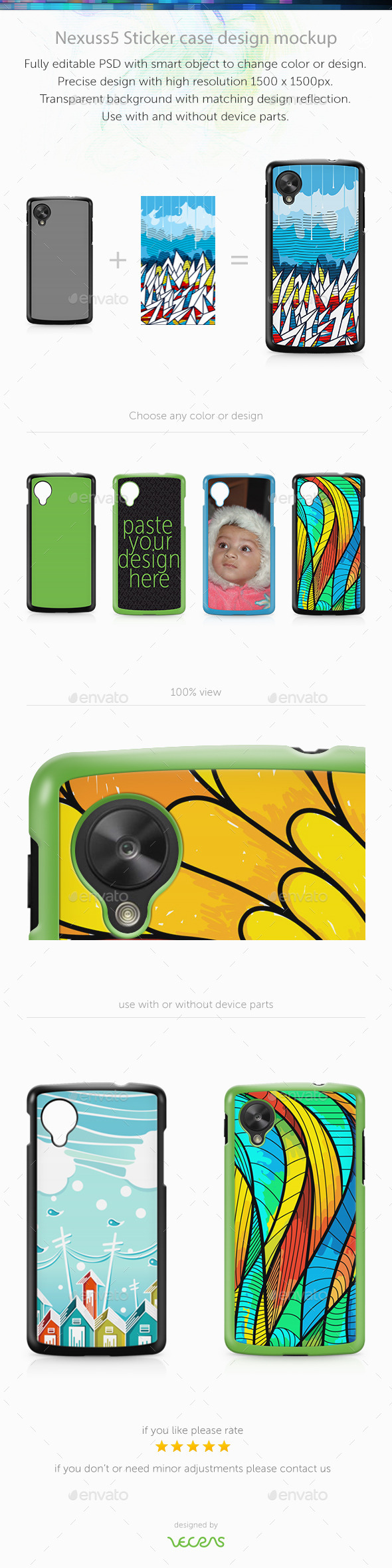 Nexuss 5 Sticker Case Design Mockup