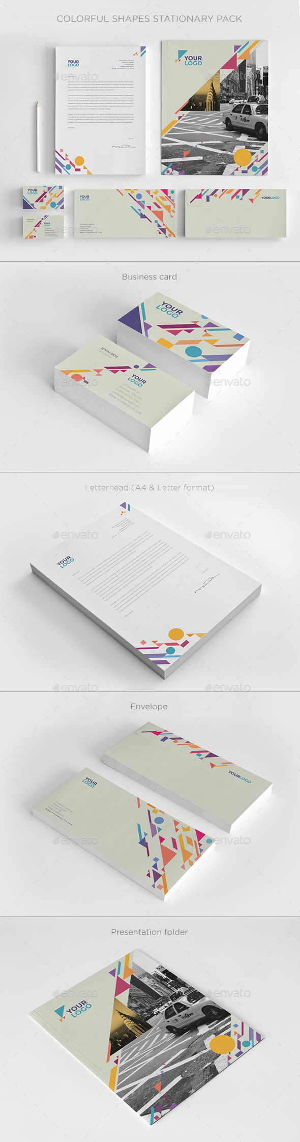 Colorful Shapes Stationery - Stationery Print Templates