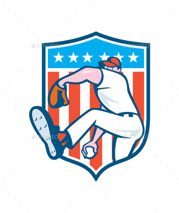 Baseball Pitcher Throwing Ball Shield - Sports/Activity Conceptual