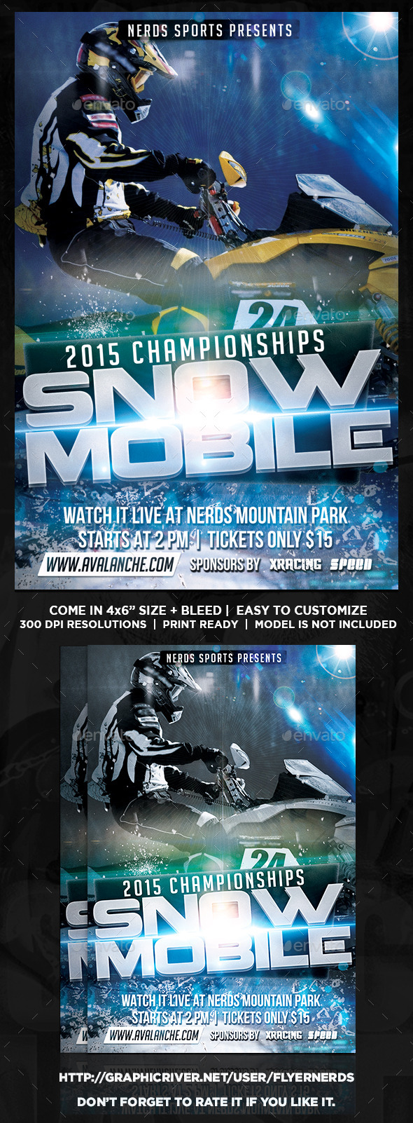 Snow Mobile Competition Sports Flyer - Sports Events