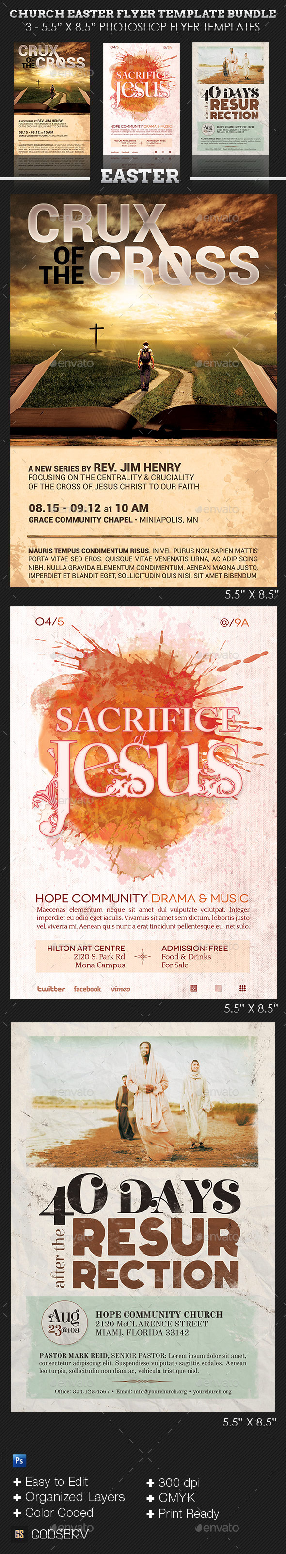 Church Easter Flyer Template Bundle - Church Flyers