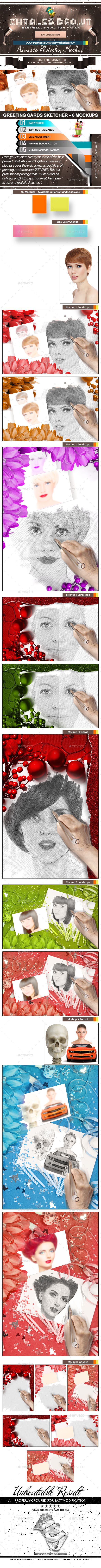 Greeting Cards Sketcher – 6 Mockups - Miscellaneous Print