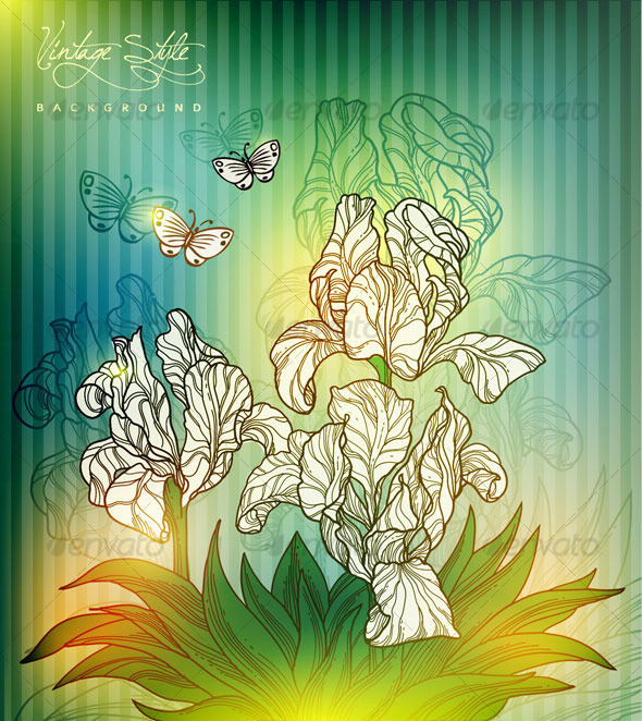 Vintage styled floral design - vector - Flowers & Plants Nature