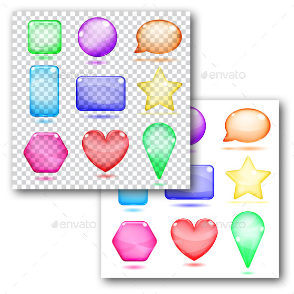 Colored Glass Shapes - Decorative Symbols Decorative