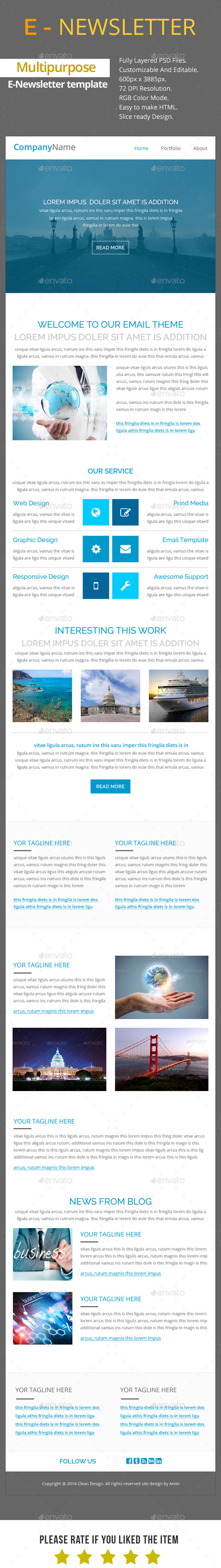 Multipurpose E-Newsletter Template V21 - E-newsletters Web Elements