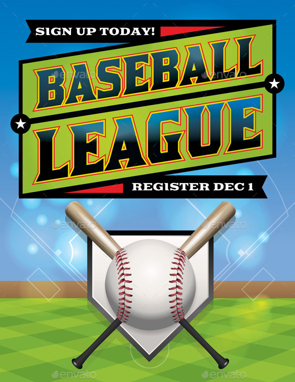 Vector Baseball League Illustration - Sports/Activity Conceptual