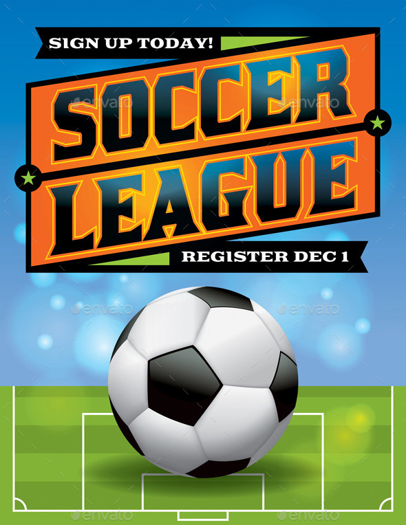 Vector Soccer League Flyer Illustration - Sports/Activity Conceptual