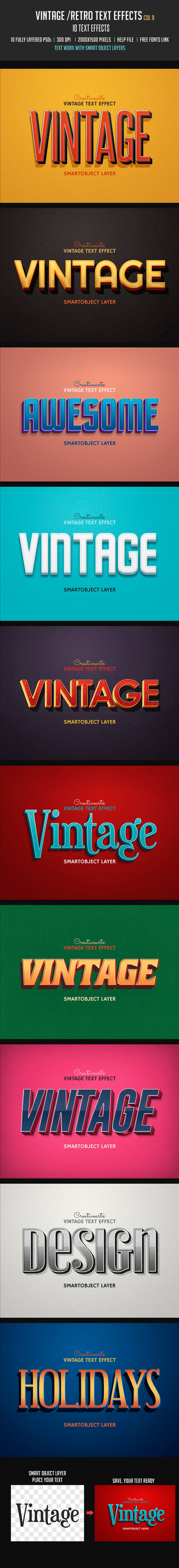 Vintage Retro Text Effects Col 9 - Text Effects Styles