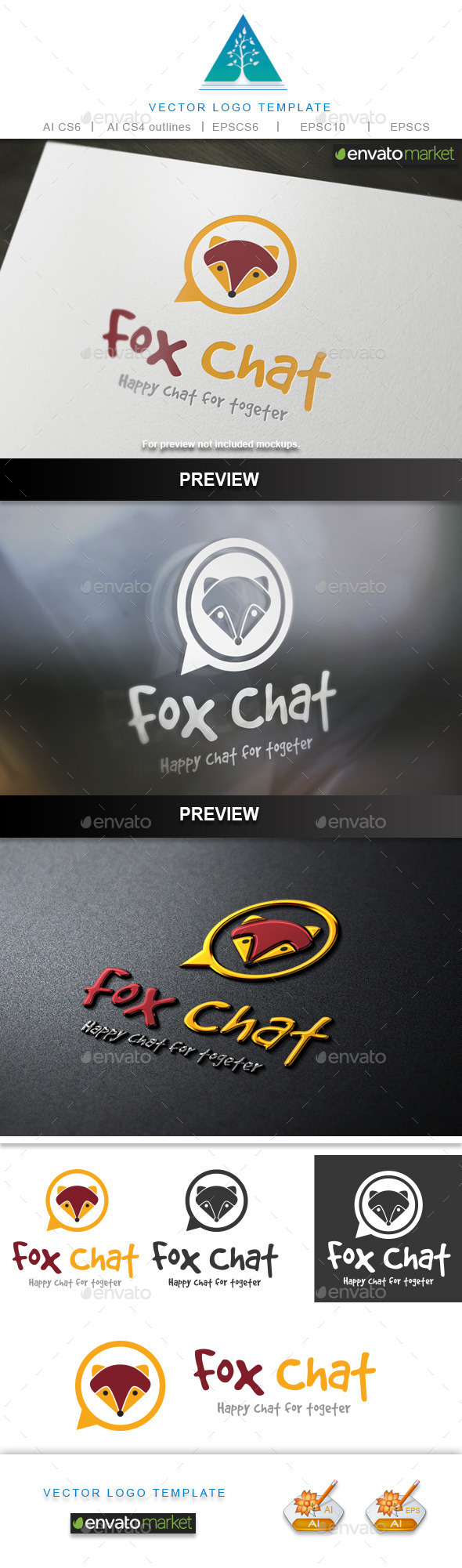 Fox Chat Logo - Animals Logo Templates
