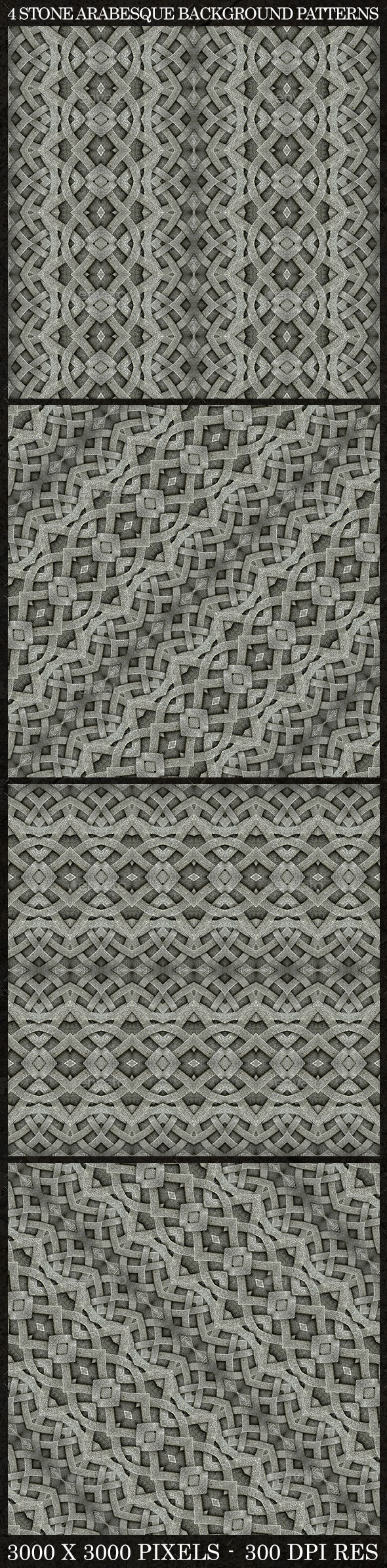 4 Stone Arabesque Patterns in Gray Tones - Patterns Decorative