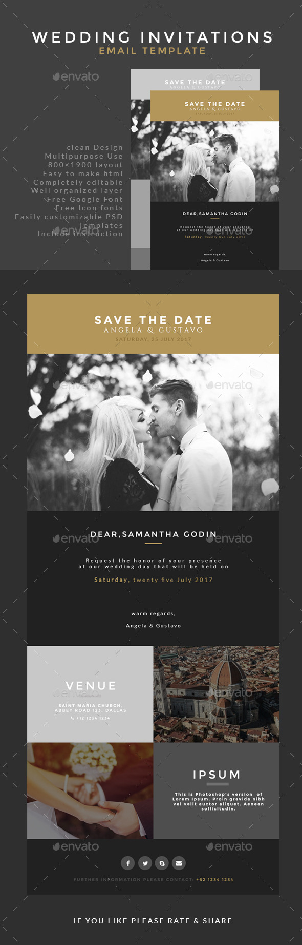Wedding Invitation Email Template - E-newsletters Web Elements