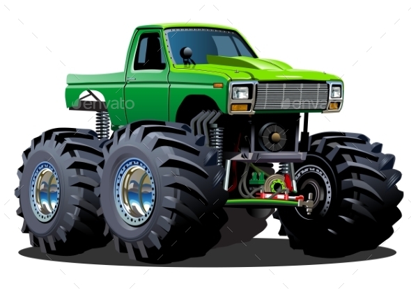Cartoon Monster Truck - Man-made Objects Objects