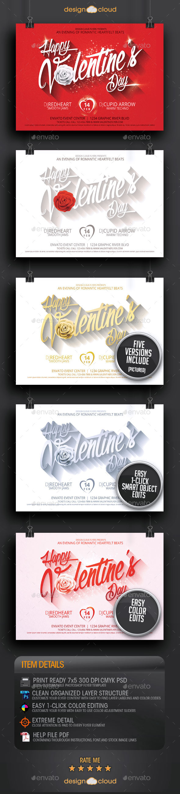 Valentine's Day Multi Purpose Flyer Templates - Holidays Events