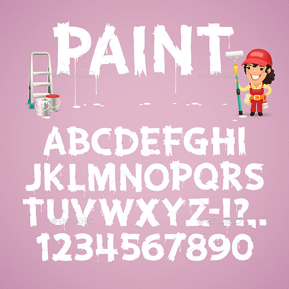 Set of Letters and Numbers Painted on a Wall - Decorative Symbols Decorative