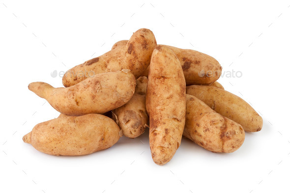 Heap of fresh raw kipfler potatoes - Stock Photo - Images