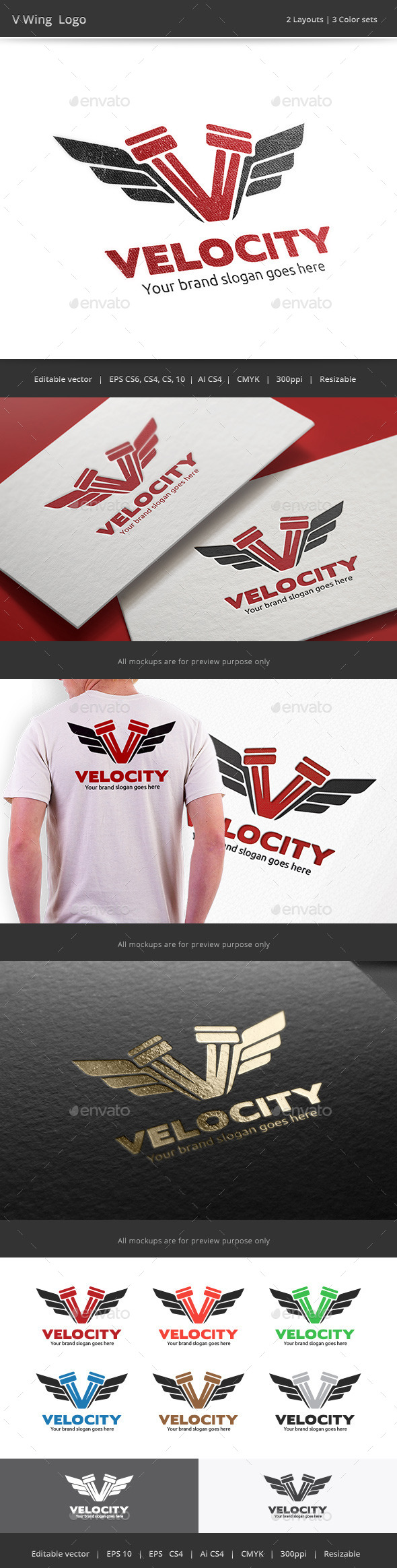 V Wing Logo - Vector Abstract