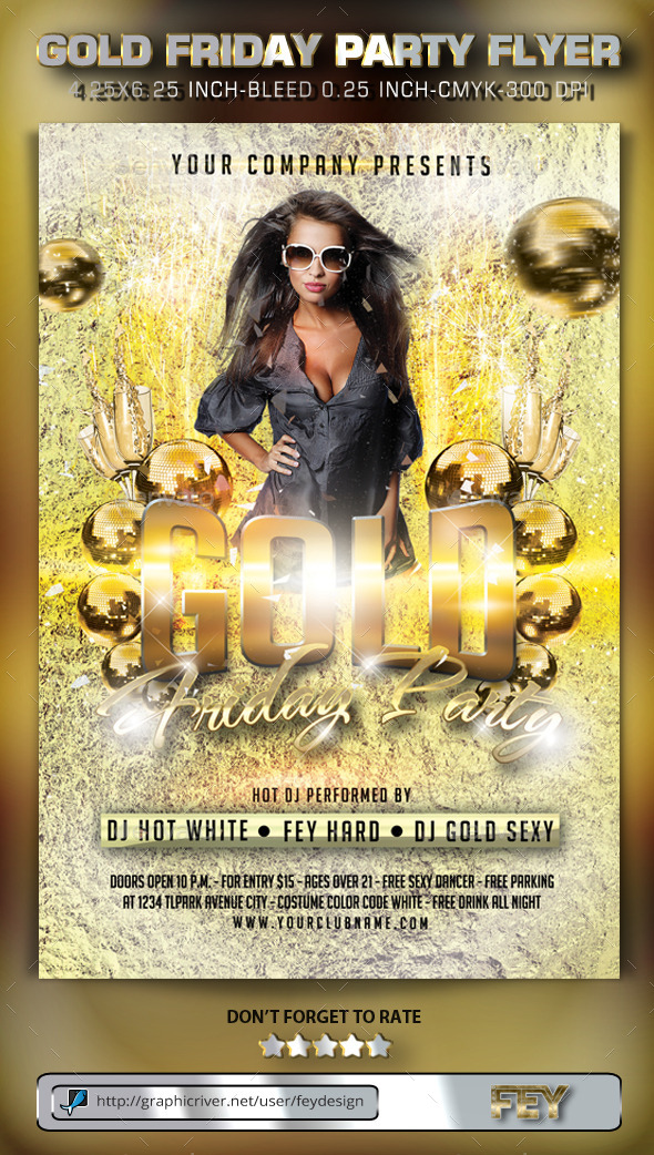 Gold Friday Party Flyer - Clubs & Parties Events