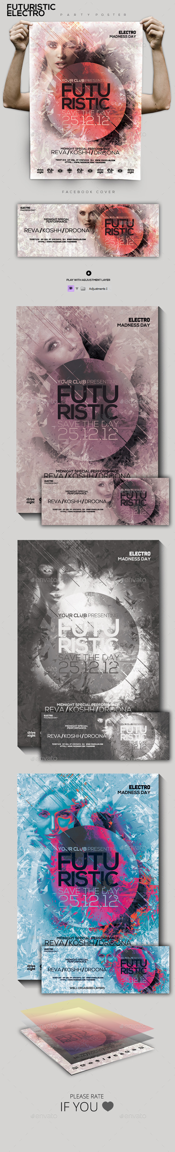 Futuristic Electro Party Flyer/Poster - Clubs & Parties Events