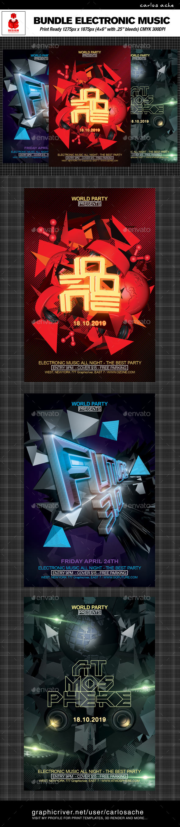 Electronic Music Flyer Bundle - Clubs & Parties Events