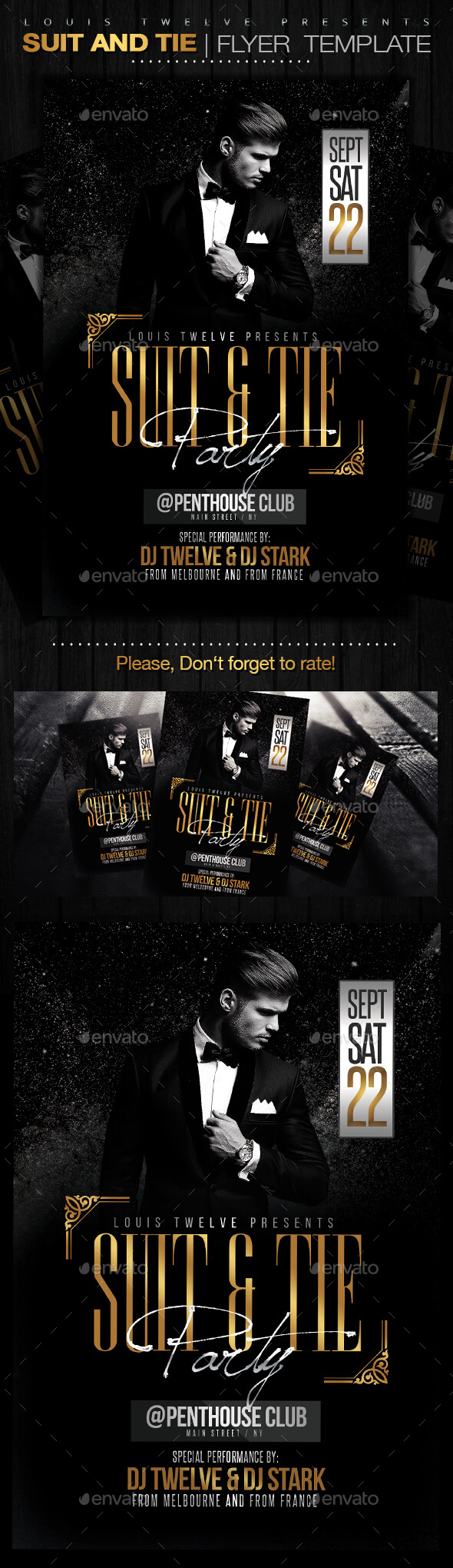 Suit and Tie Elegant Party Flyer Template