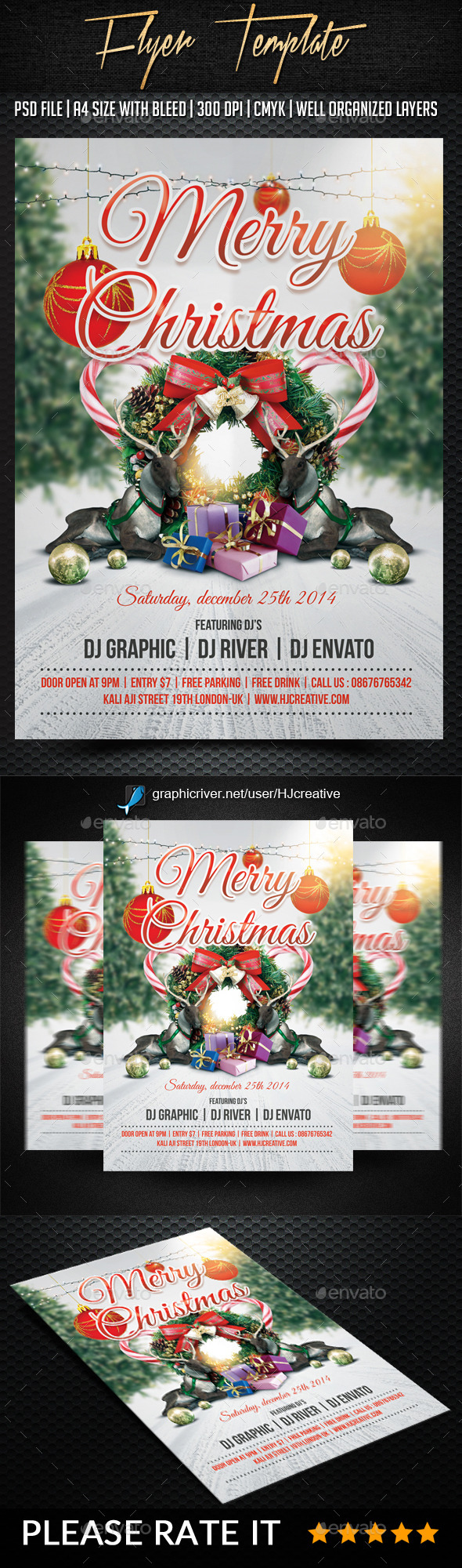 Merry Christmas Poster Flyer Template Vol. 2 - Clubs & Parties Events