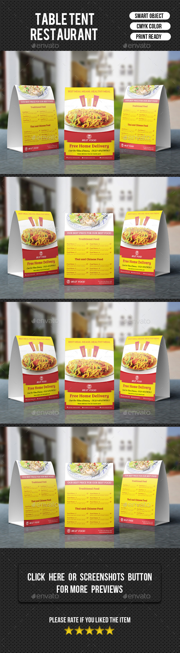 Restaurant Table Tent-V05 - Food Menus Print Templates