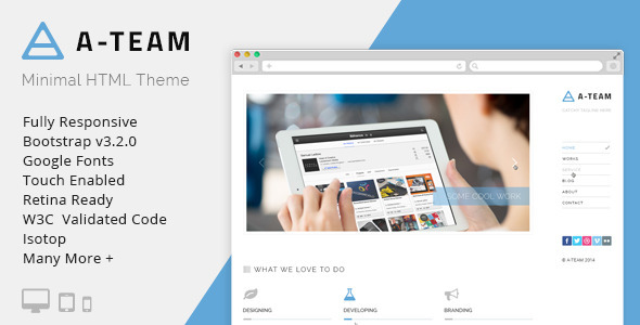 A-TEAM: Minimal & Responsive HTML5 Blog Template - Personal Site Templates