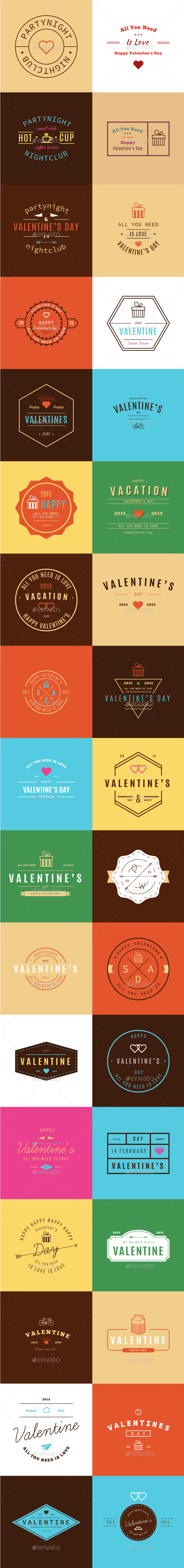 Happy Valentine's Day Retro Vintage Insigns - Valentines Seasons/Holidays