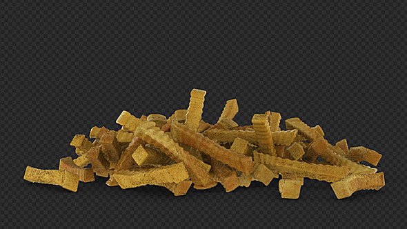 A Pile Of French Fries Falling Down