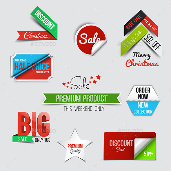 Collection of Sale Discount Styled Origami Banners - Retail Commercial / Shopping