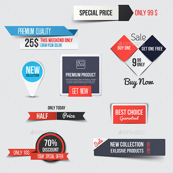 Collection of Sale Discount Styled Banners - Retail Commercial / Shopping