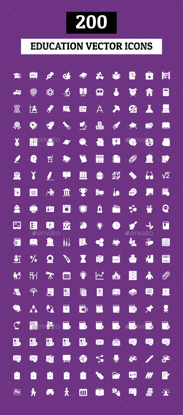 200 Education Vector Icons - Icons