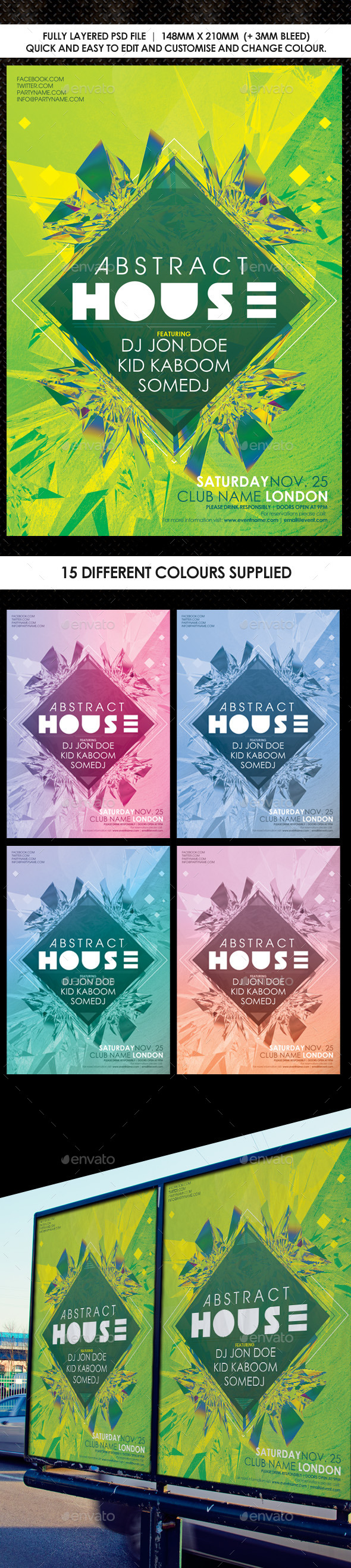 Deep House Abstract Flyer Vol 2 - Events Flyers