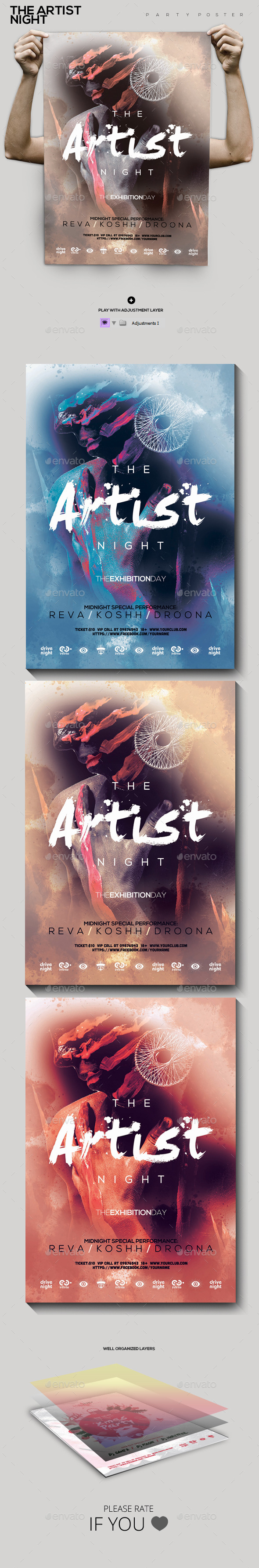 The Artist Night Party Flyer/Poster - Clubs & Parties Events