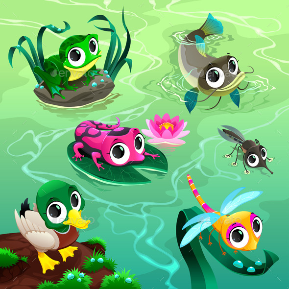 Animals in the Pond - Animals Characters