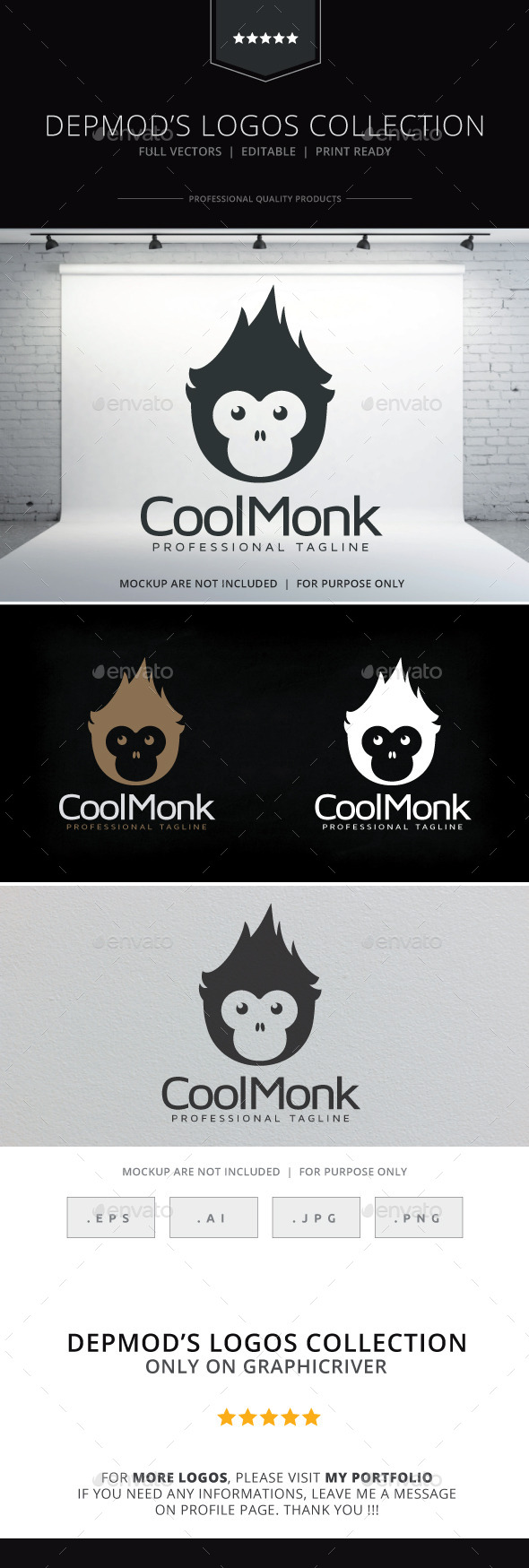 Cool Monk Logo - Animals Logo Templates