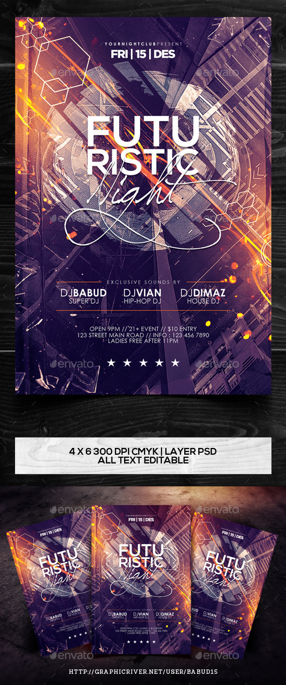 Futuristic Night Flyer Template - Events Flyers