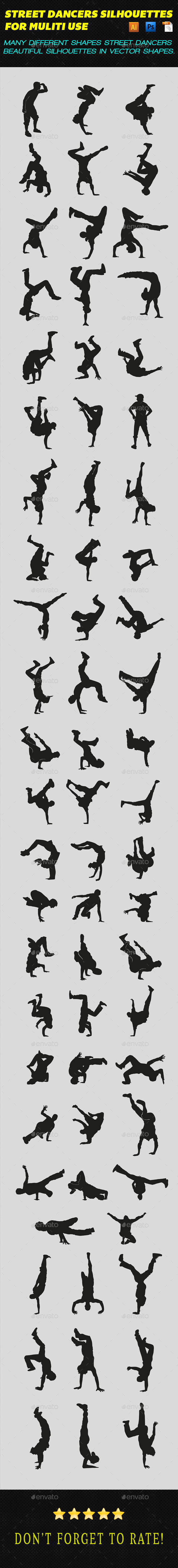 Street Dancers Silhouettes - People Characters