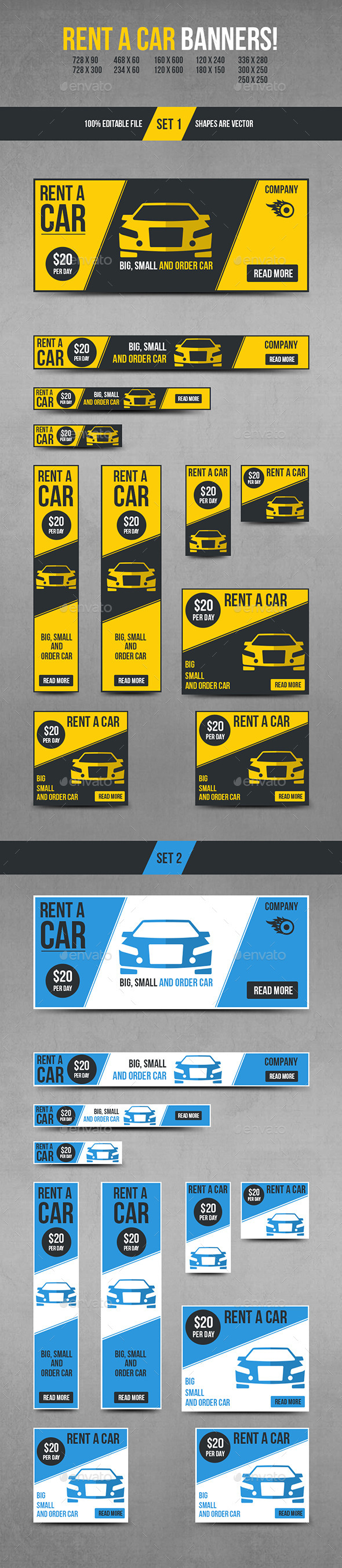 Rent a Car Banners - Banners & Ads Web Elements
