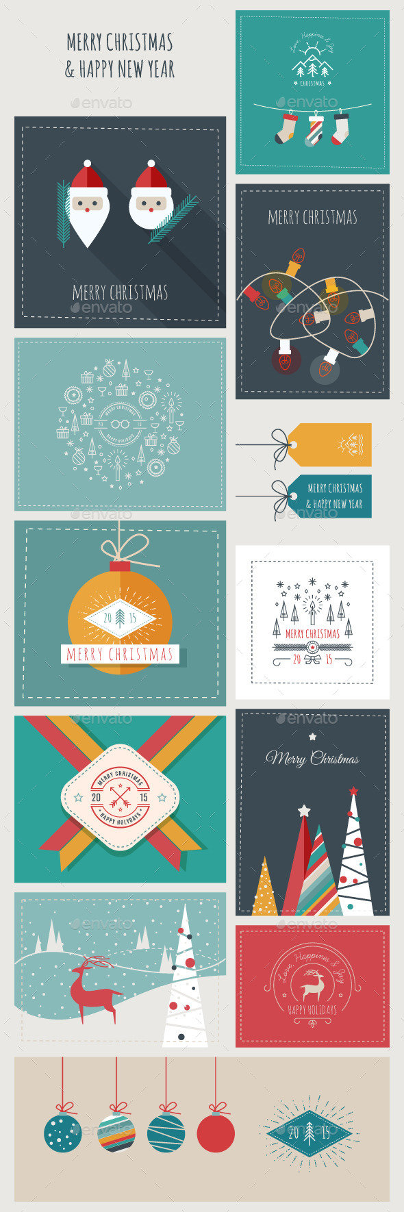 New Year and Christmas Greeting Cards and Banners - Christmas Seasons/Holidays