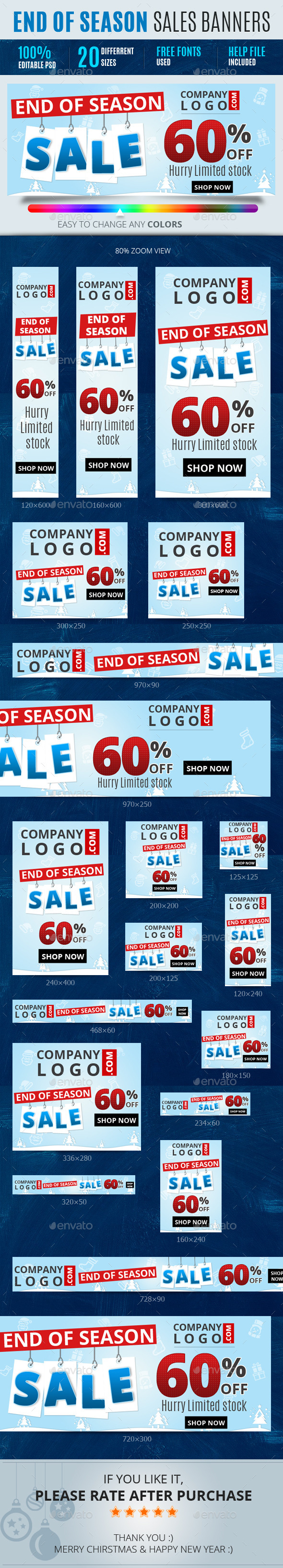 End of Season Sale Web Banners - Banners & Ads Web Elements