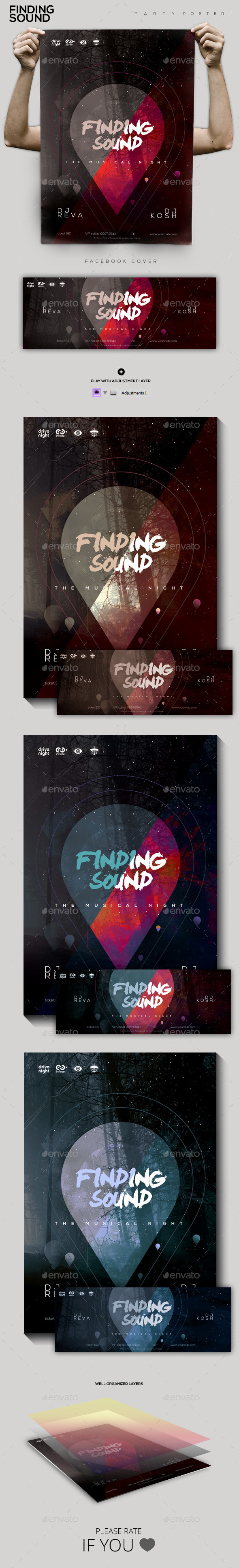 Finding Sound Party Flyer/Poster - Clubs & Parties Events