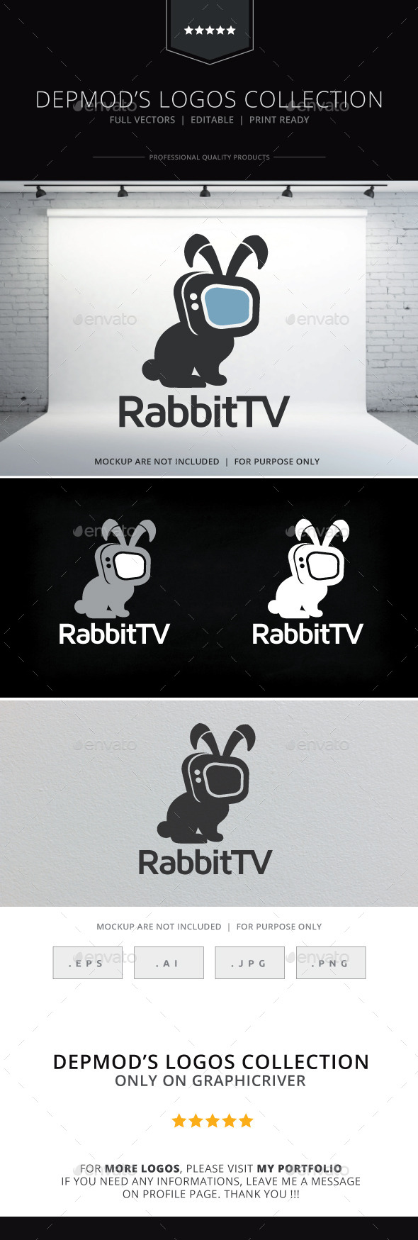 Rabbit TV Logo - Animals Logo Templates