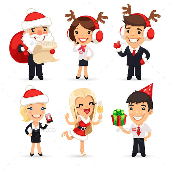 Office Workers Celebrating the New Year - People Characters