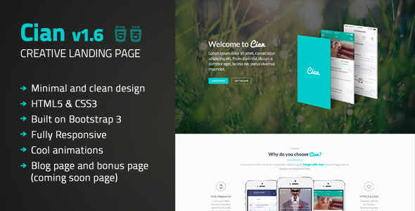 Cian - Landing Page Template + Coming Soon - Landing Pages Marketing